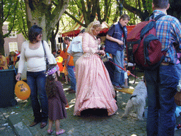 People in costumes at the Parade square with the Queen`s Day festivities