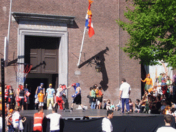 Boxing demonstration during the Queen`s Day festivities in front of the Grote Kerk church