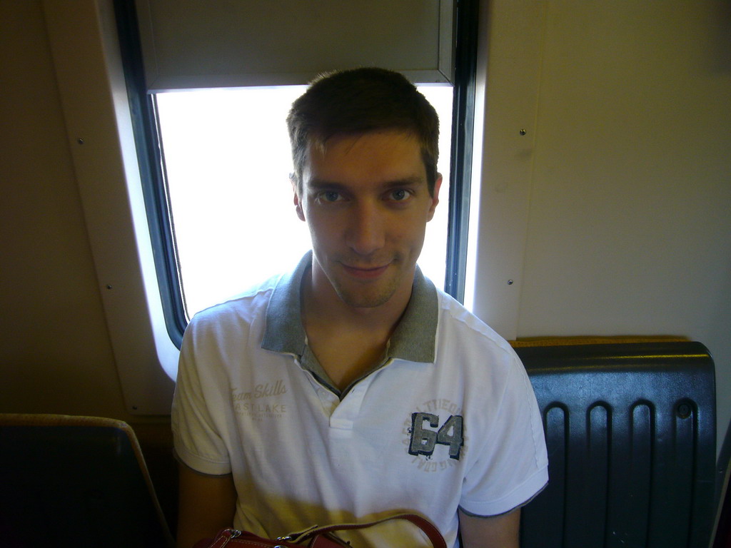 Tim in the train to Nijmegen