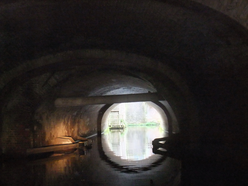 Tunnel at the Binnendieze river, viewed from the tour boat