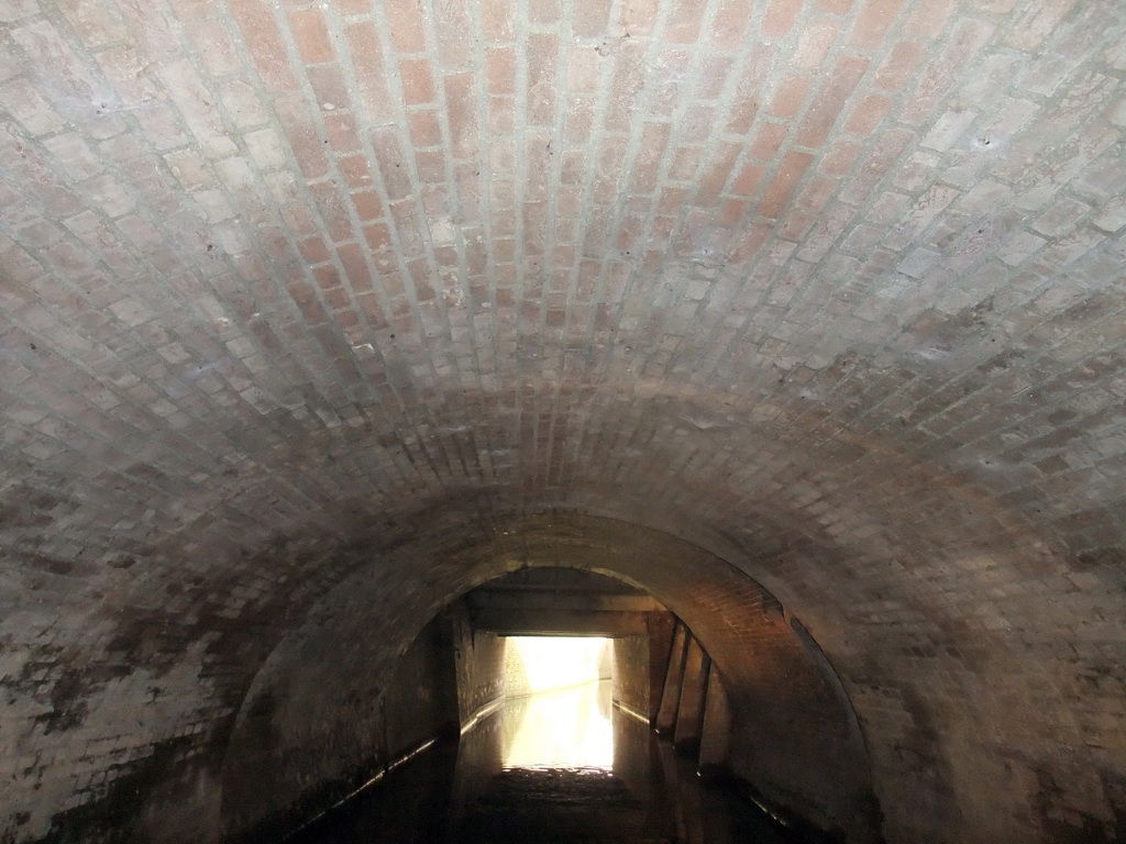 Tunnel at the Binnendieze river, viewed from the tour boat