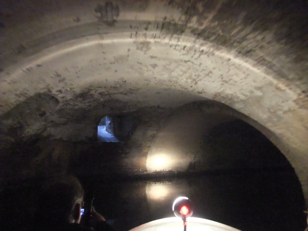 Tunnel at the Binnendieze river, viewed from the tour boat