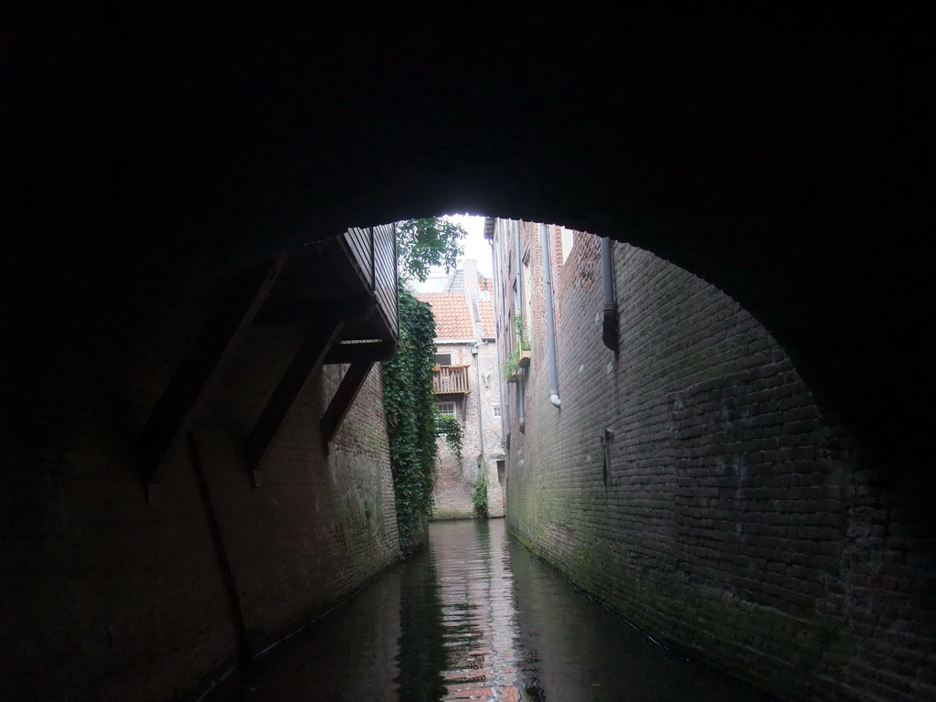 Bridge over the Binnendieze river, viewed from the tour boat