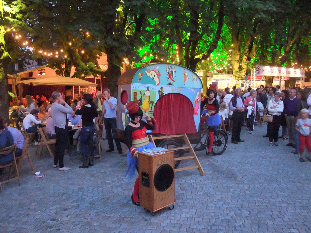 Street artist at the `Theater aan de Parade` festival on the Parade square, by night