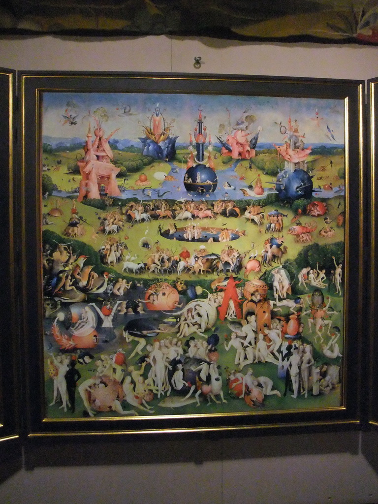 Central panel of the triptych `The Garden of Earthly Delights` by Hieronymus Bosch, in the central hall of the Hieronymus Bosch Art Center