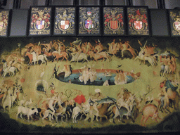 Tapestry and coat of arms at the central hall of the Hieronymus Bosch Art Center