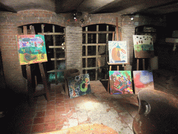 Childrens` paintings in the basement of the Hieronymus Bosch Art Center