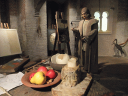 Wax statue of Hieronymus Bosch in his workshop, in the basement of the Hieronymus Bosch Art Center