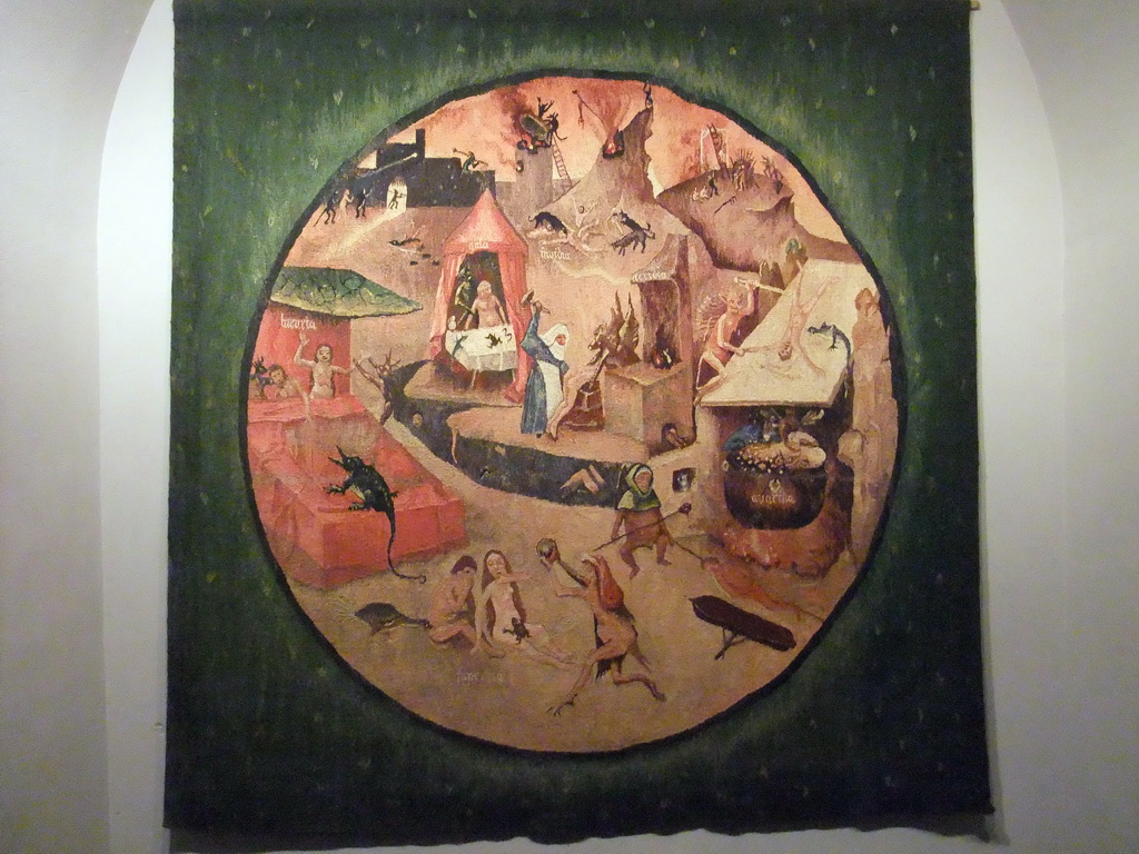 Tapestry based on one of Hieronymus Bosch` paintings, in the central hall of the Hieronymus Bosch Art Center