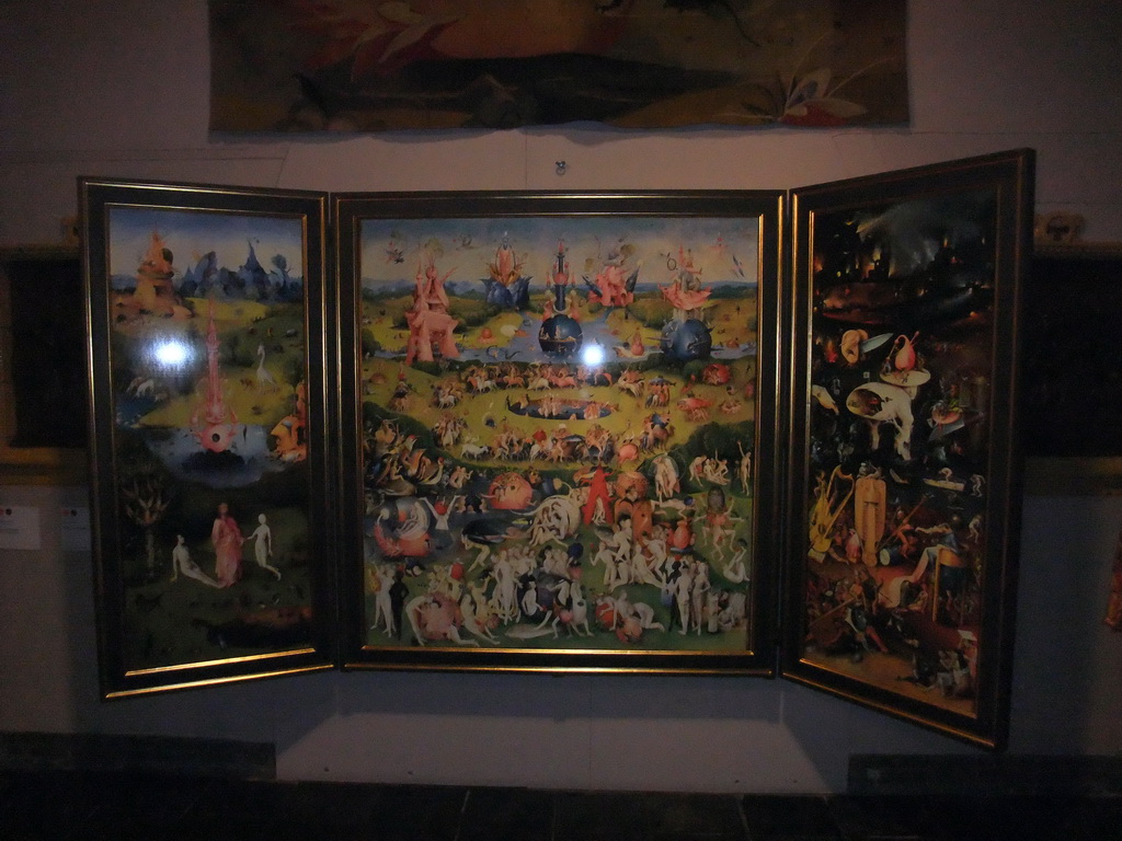 Copy of the triptych `The Garden of Earthly Delights` by Hieronymus Bosch, in the central hall of the Hieronymus Bosch Art Center