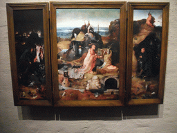 Copy of the triptych `The Hermit Saints` by Hieronymus Bosch, at the tower of the Hieronymus Bosch Art Center