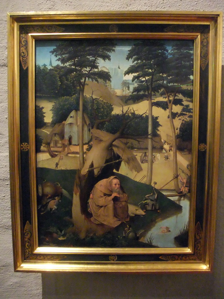 Copy of the painting `The Temptation of St. Anthony` by Hieronymus Bosch, at the tower of the Hieronymus Bosch Art Center