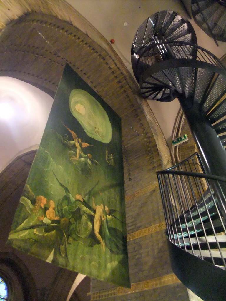 Staircase and tapestry at the tower of the Hieronymus Bosch Art Center