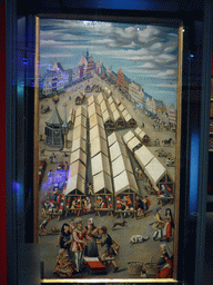Painting `The Cloth Market at `s-Hertogenbosch` at the 1400-1550 pavilion of the `Het Verhaal van Brabant` exhibition at the Wim van der Leegtezaal room at the Noordbrabants Museum