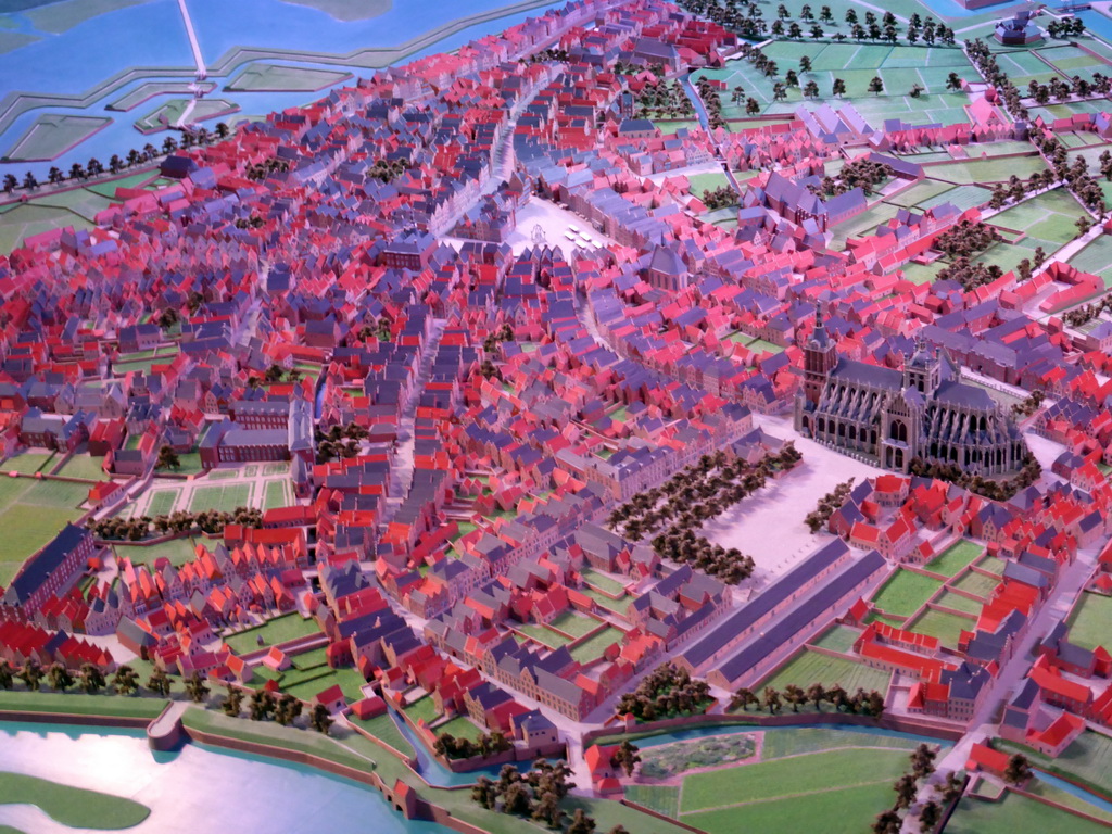 Scale model of the city of Den Bosch in 1794, at the 1700-1800 pavilion of the `Het Verhaal van Brabant` exhibition at the Wim van der Leegtezaal room at the Noordbrabants Museum