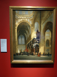Painting `Interior of St. John`s with rood loft`, at the 1700-1800 pavilion of the `Het Verhaal van Brabant` exhibition at the Wim van der Leegtezaal room at the Noordbrabants Museum