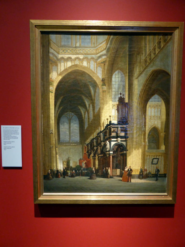 Painting `Interior of St. John`s with rood loft`, at the 1700-1800 pavilion of the `Het Verhaal van Brabant` exhibition at the Wim van der Leegtezaal room at the Noordbrabants Museum