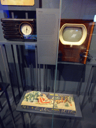 Old Philips products at the 1900-now pavilion of the `Het Verhaal van Brabant` exhibition at the Wim van der Leegtezaal room at the Noordbrabants Museum