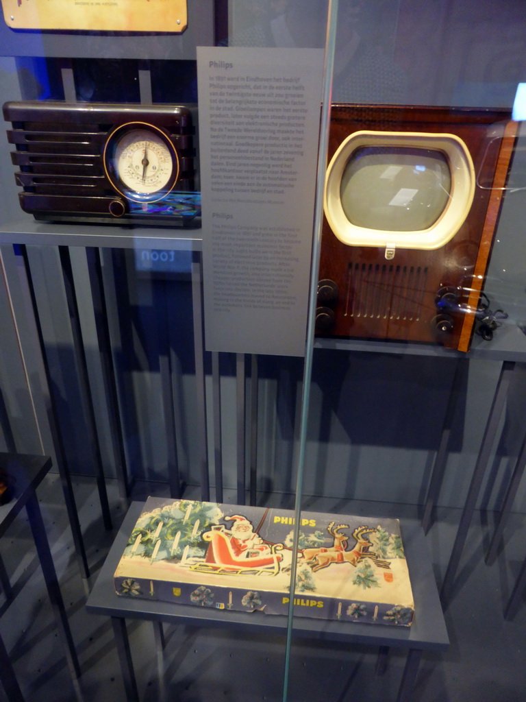 Old Philips products at the 1900-now pavilion of the `Het Verhaal van Brabant` exhibition at the Wim van der Leegtezaal room at the Noordbrabants Museum