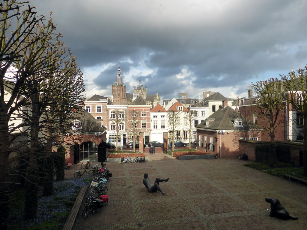 The square in front of the Noordbrabants Museum and St. John`s Cathedral, viewed from the upper floor