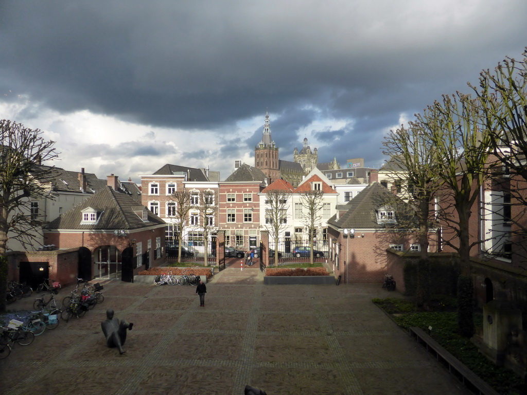 The square in front of the Noordbrabants Museum and St. John`s Cathedral, viewed from the upper floor