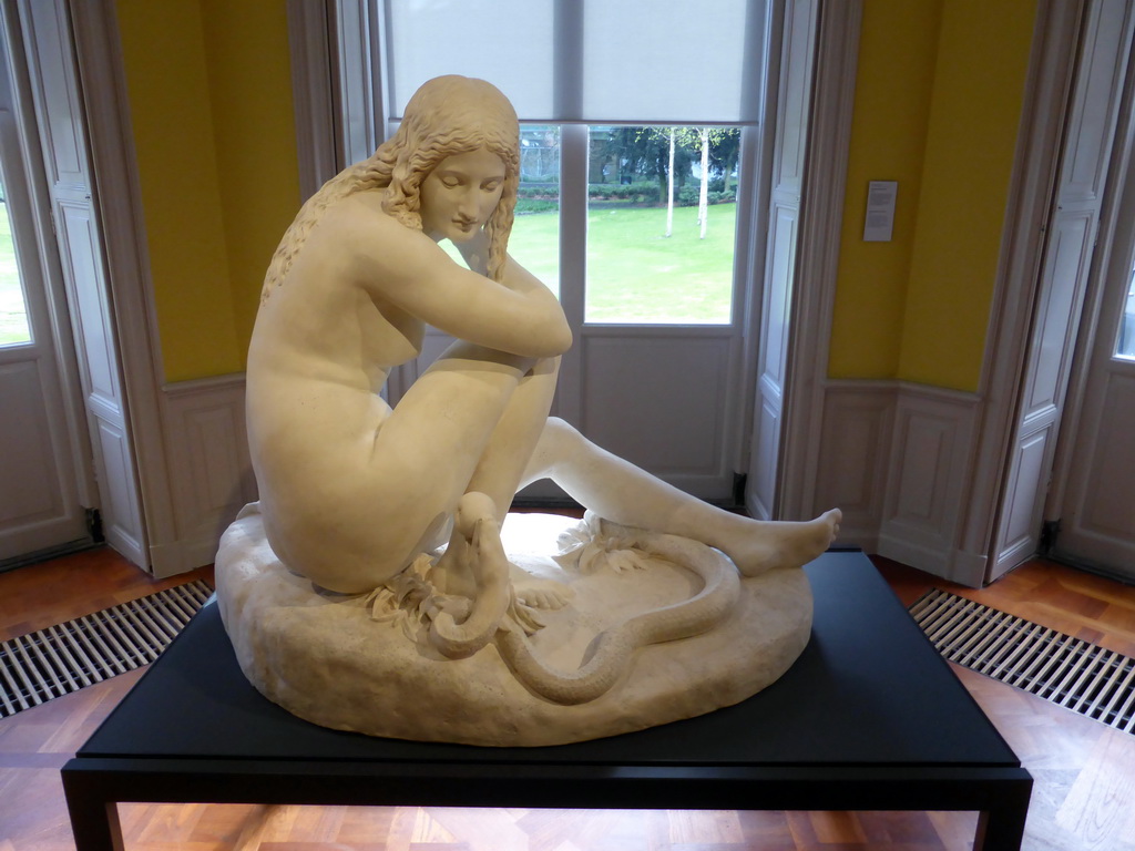 Sculpture `The Temptation of Eve` by Johannes Antonius van der Ven, at the 1800-now exhibition at the Noordbrabants Museum