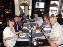 Tim, Miaomiao, Kees, Marja and Miaomiao`s parents at the Zoomers Fashion Café at the Kerkstraat street