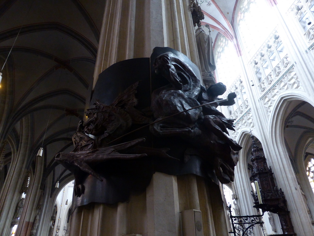 Statue on a column at the west side of St. John`s Cathedral