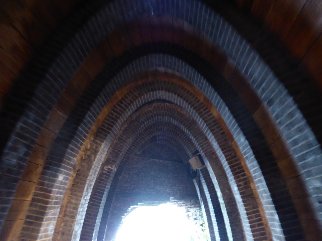 The Kruisbroedershekel tunnel from the Binnendieze river to the Singelgracht canal, viewed from the tour boat