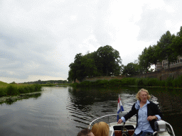 Our tour boat with the guide at the Singelgracht canal