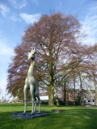 Statue of the giraffe from the painting `The Garden of Earthly Delights` by Hieronymus Bosch, at the Casinotuin garden