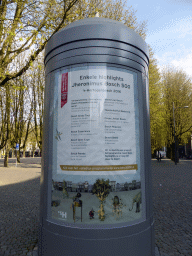 Poster with the highlights of the program for the Jeroen Bosch Year, at the Parade square