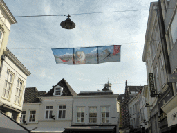 Banner of the Jeroen Bosch Year above the crossing of the Fonteinstraat street and Kolperstraat street