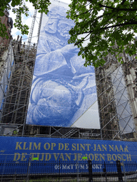 The platform for the `Een Wonderlijke Klim` exhibition at the south side of St. John`s Cathedral at the Parade square