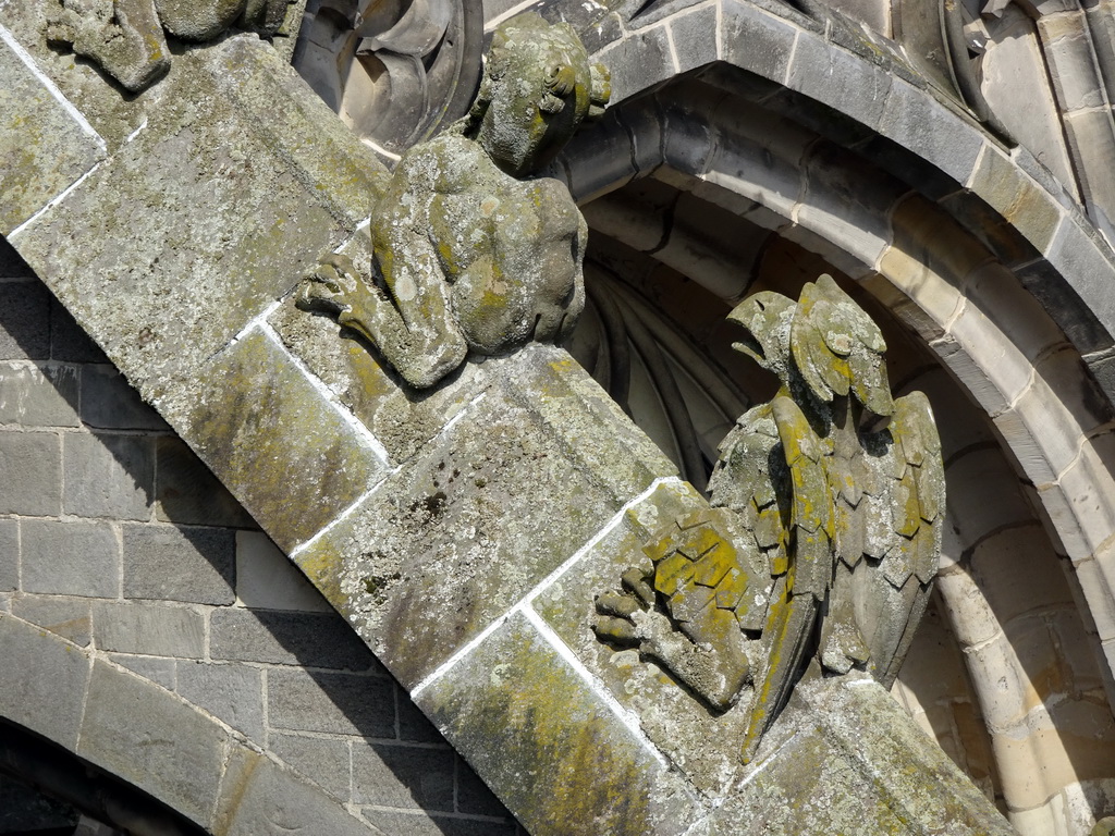 Flying Buttresses at the fifth row at the south side of St. John`s Cathedral: `2 Legged Monster` and `Bird of Prey`, viewed from the lower platform of the `Een Wonderlijke Klim` exhibition