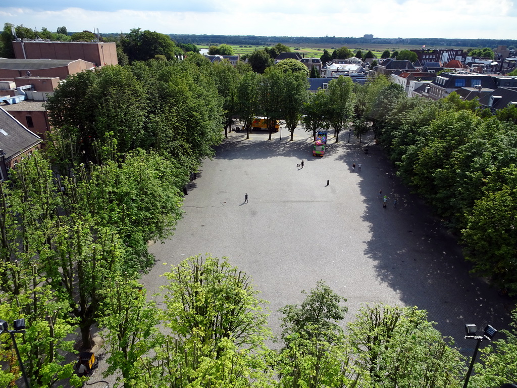 The Parade square and the Bossche Broek nature area, viewed from the lower platform of the `Een Wonderlijke Klim` exhibition at St. John`s Cathedral