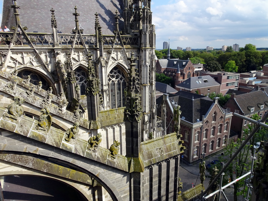 The south side of St. John`s Cathedral, the Parade square and the Sint-Janscentrum seminary, viewed from the upper platform of the `Een Wonderlijke Klim` exhibition