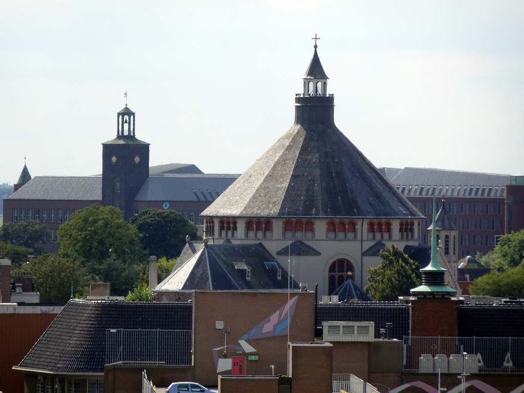 The St. Catharina Church and the Essent Headquarters, viewed from the upper platform of the `Een Wonderlijke Klim` exhibition at St. John`s Cathedral