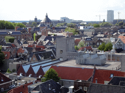 The city center, the St. Catharina Church, the Essent Headquarter and the Jheronimustoren tower, viewed from the upper platform of the `Een Wonderlijke Klim` exhibition at St. John`s Cathedral