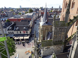 The southwest side of St. John`s Cathedral, the Parade square, the city center and the Kerkstraat street, viewed from the lower platform of the `Een Wonderlijke Klim` exhibition