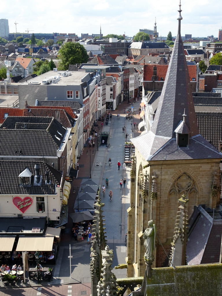 The southwest side of St. John`s Cathedral, the city center and the Kerkstraat street, viewed from the lower platform of the `Een Wonderlijke Klim` exhibition