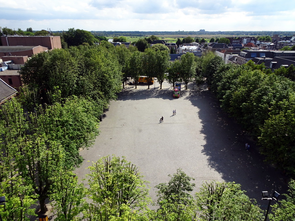 The Parade square and the Bossche Broek nature area, viewed from the lower platform of the `Een Wonderlijke Klim` exhibition at St. John`s Cathedral
