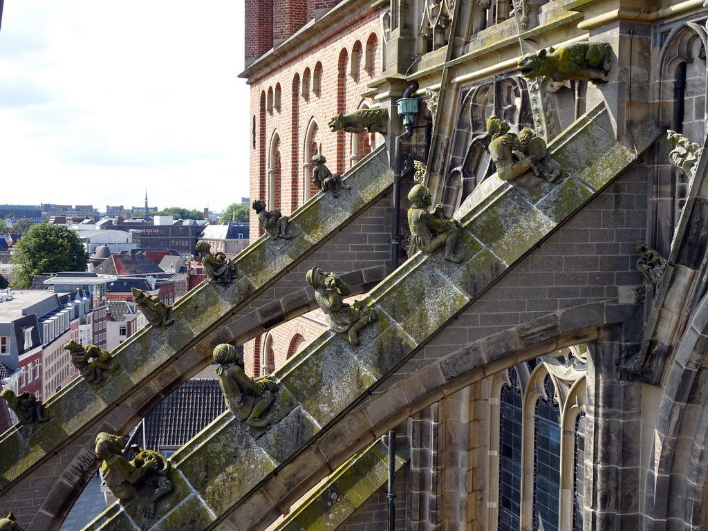 Flying Buttresses at the first and second row at the south side of St. John`s Cathedral, viewed from the lower platform of the `Een Wonderlijke Klim` exhibition