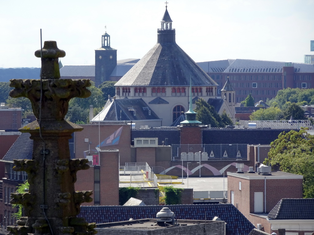 The St. Catharina Church and the Essent Headquarters, viewed from the upper platform of the `Een Wonderlijke Klim` exhibition at St. John`s Cathedral