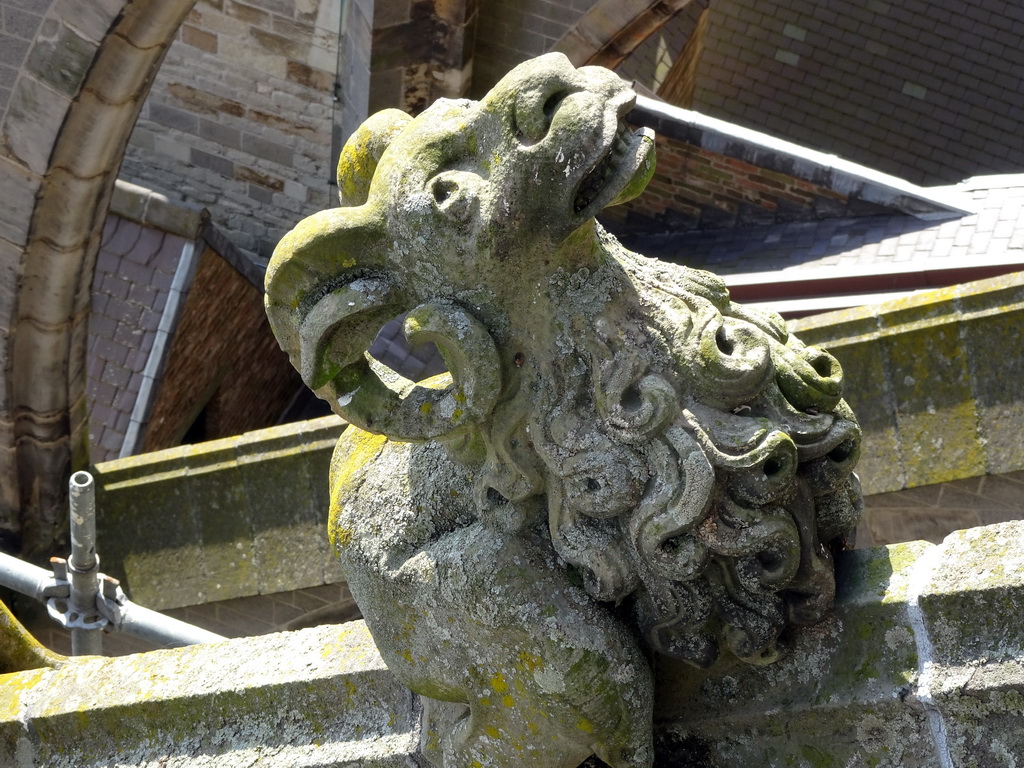 Flying Buttress at the third row at the southwest side of St. John`s Cathedral: `Monster with a Ram`s Head`, viewed from the upper platform of the `Een Wonderlijke Klim` exhibition