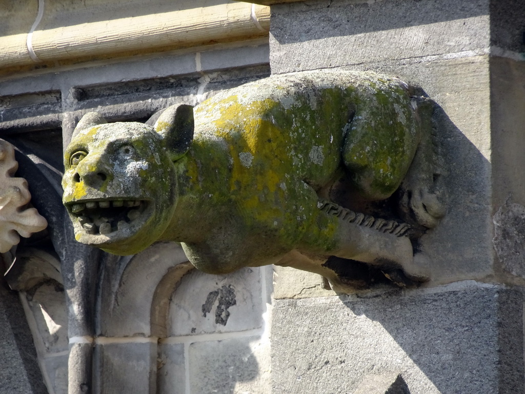 Gargoyle at the second row at the southwest side of St. John`s Cathedral, viewed from the lower platform of the `Een Wonderlijke Klim` exhibition