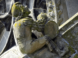 Flying Buttress at the second row at the southwest side of St. John`s Cathedral: `Musician with Big Drum`, viewed from the lower platform of the `Een Wonderlijke Klim` exhibition