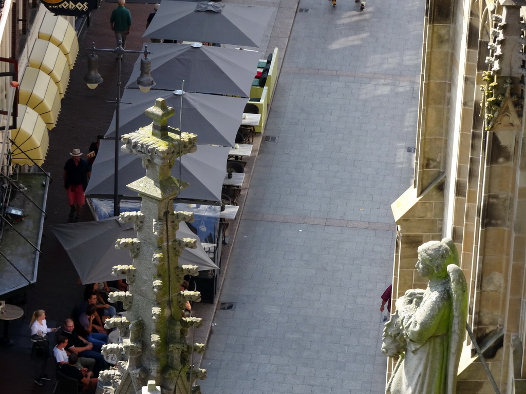 The Kerkstraat street, viewed from the lower platform of the `Een Wonderlijke Klim` exhibition at St. John`s Cathedral