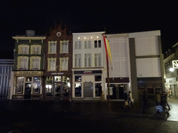 Front of the home of Hieronymus Bosch and surrounding houses at the Market square, shortly before the `Bosch by Night` light show, by night