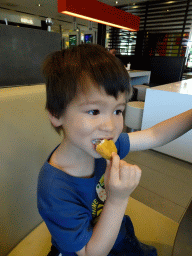 Max having lunch at the McDonald`s restaurant at the Robijnstraat street at Alkmaar